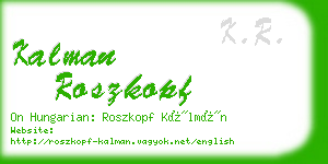 kalman roszkopf business card